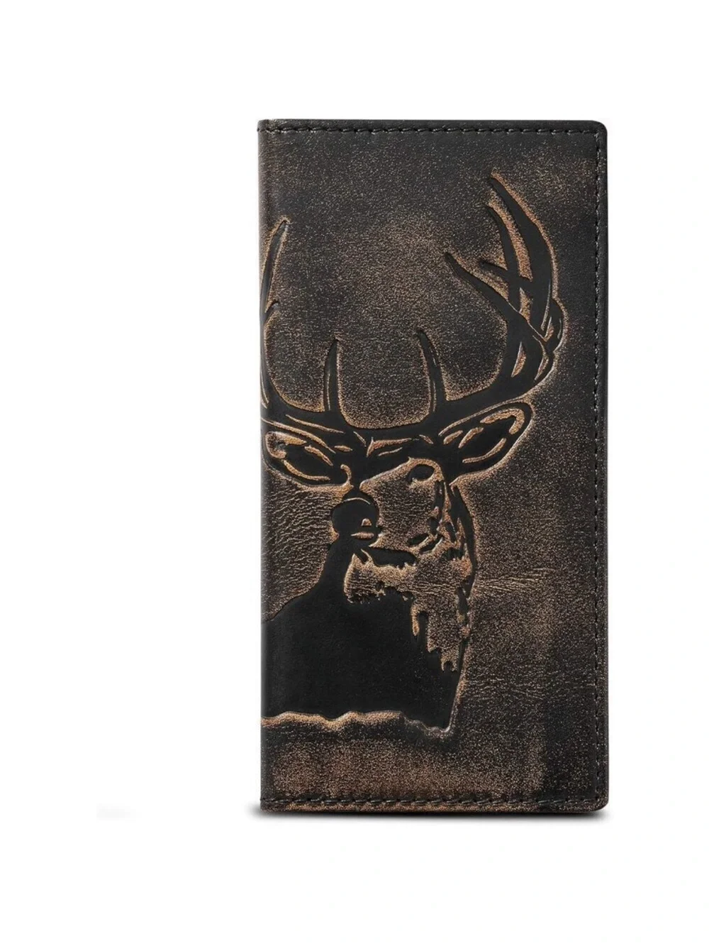 Men Black Co. DEER Long Wallet Full Grain Leather Long Bifold Wallet Hunter Gift